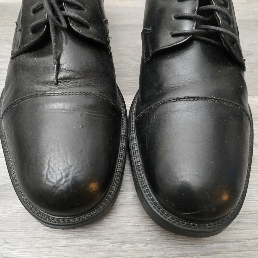 Venturini Black Oxford Dress Shoes Size 10 Cap Toe Made in Italy Comfort Line